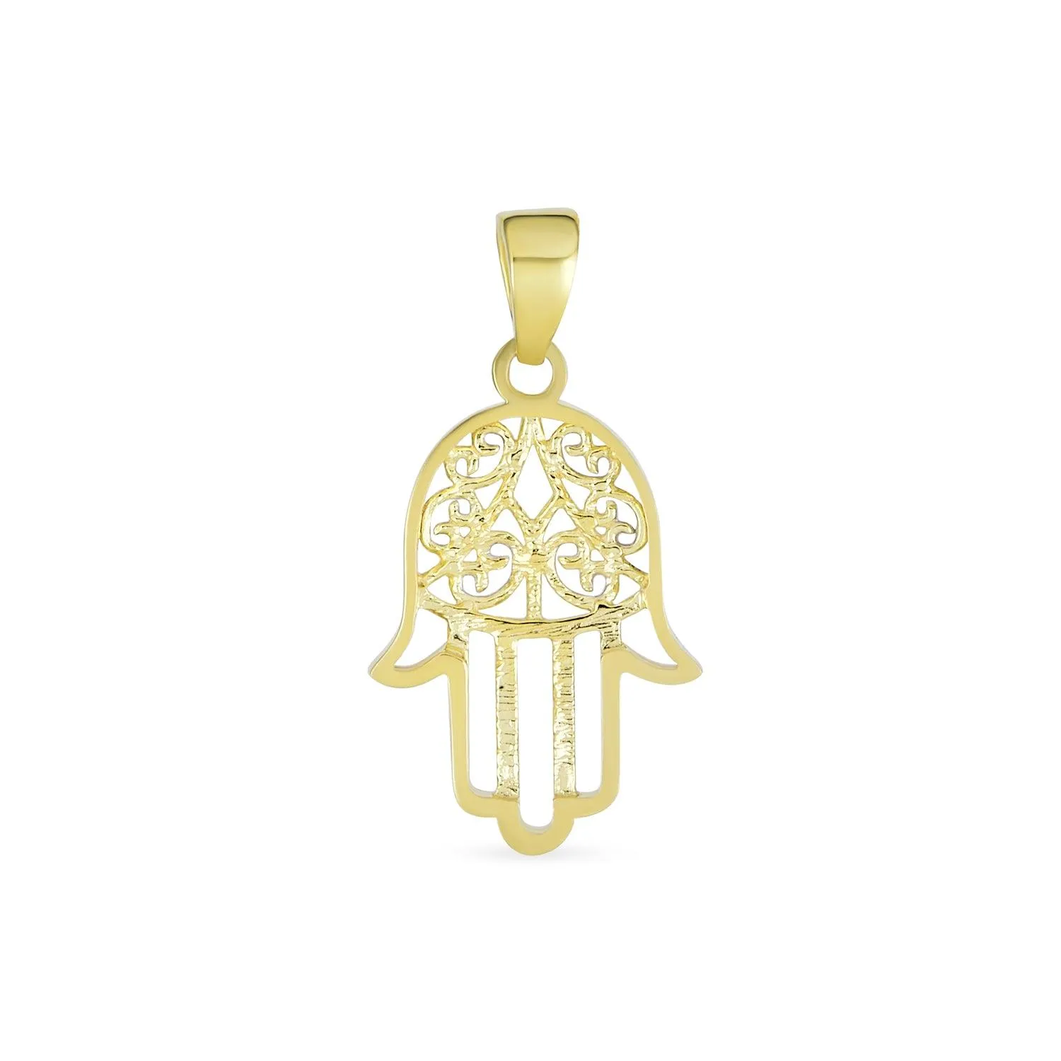 Genuine Tri Color 14K Gold Fatima Hand Of God Hamsa Pendant