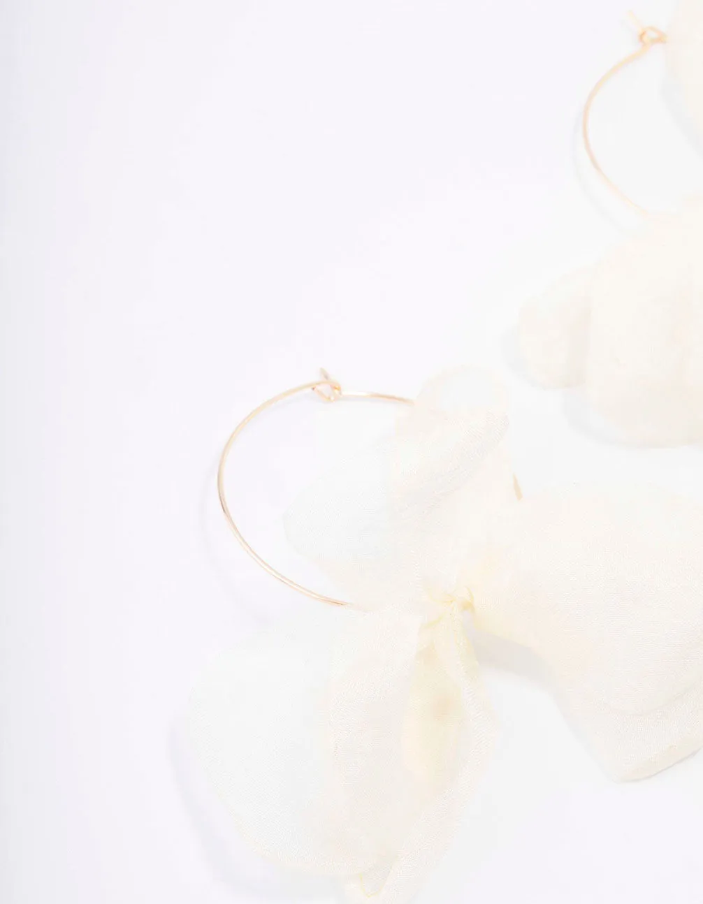 Gold & White Fine Petal Hoop Earrings