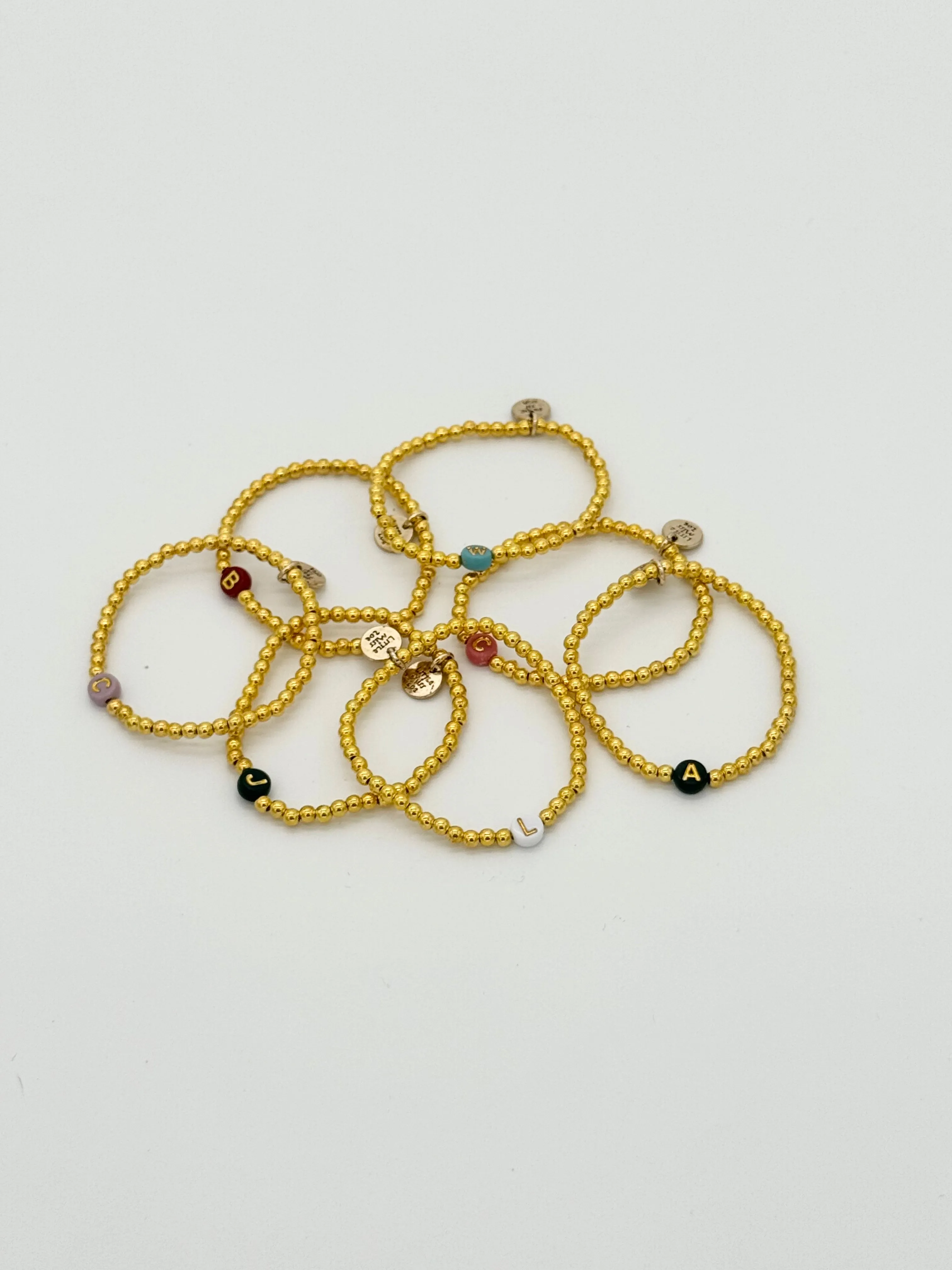 Gold Beaded Initial Bracelets