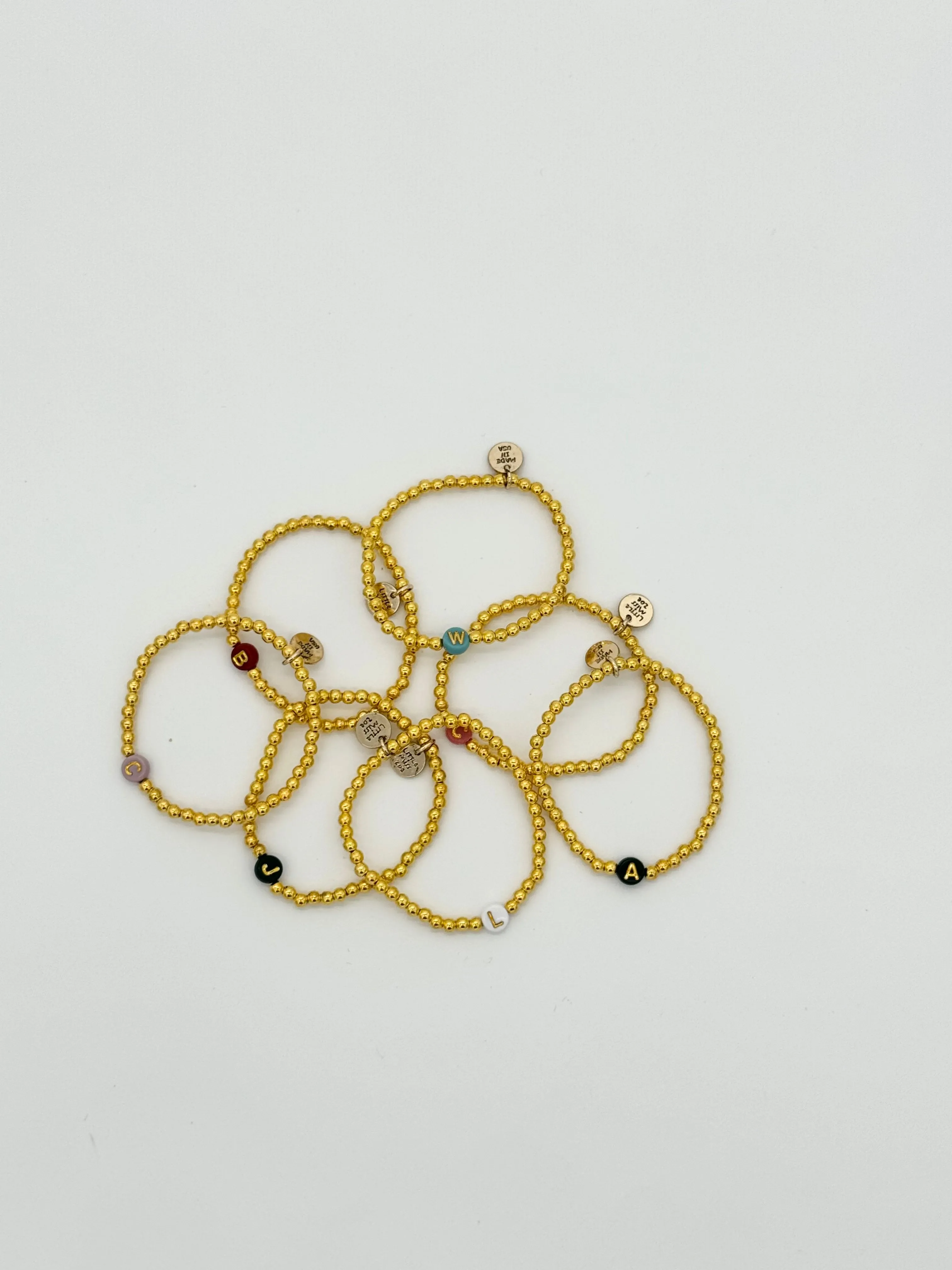 Gold Beaded Initial Bracelets