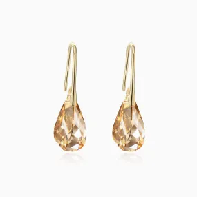 Gold Swarovski Crystals Dangle Earrings