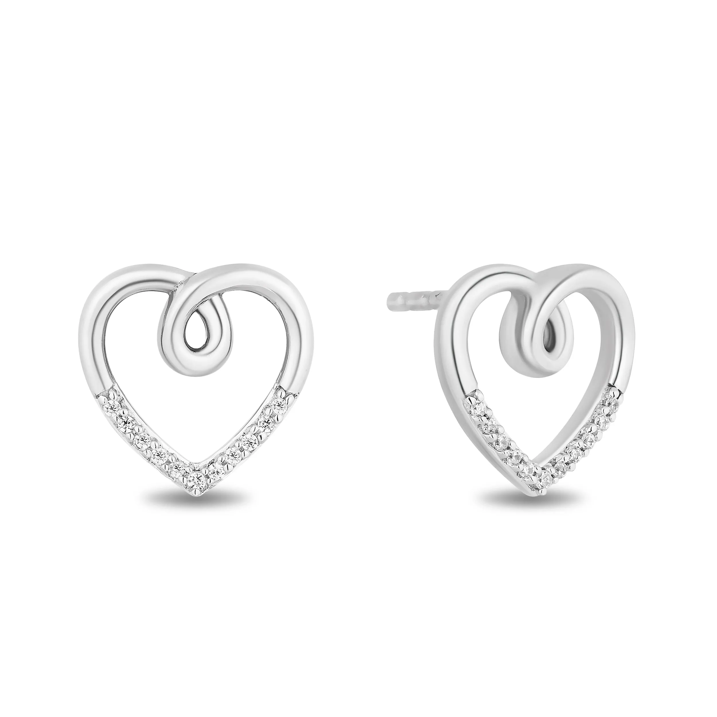 Hallmark Fine Jewelry Heart Earrings in Sterling Silver with Diamonds