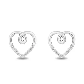 Hallmark Fine Jewelry Heart Earrings in Sterling Silver with Diamonds