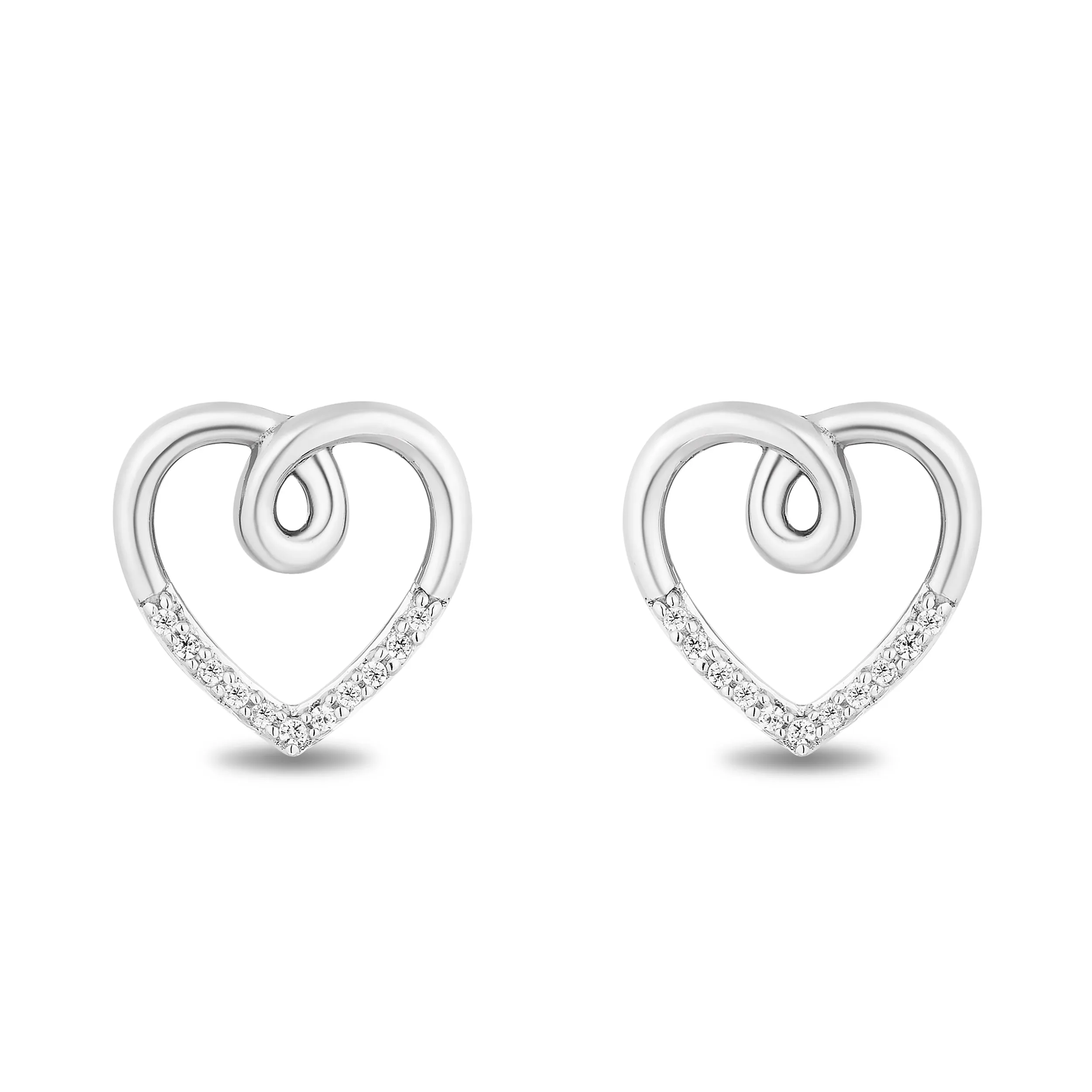 Hallmark Fine Jewelry Heart Earrings in Sterling Silver with Diamonds