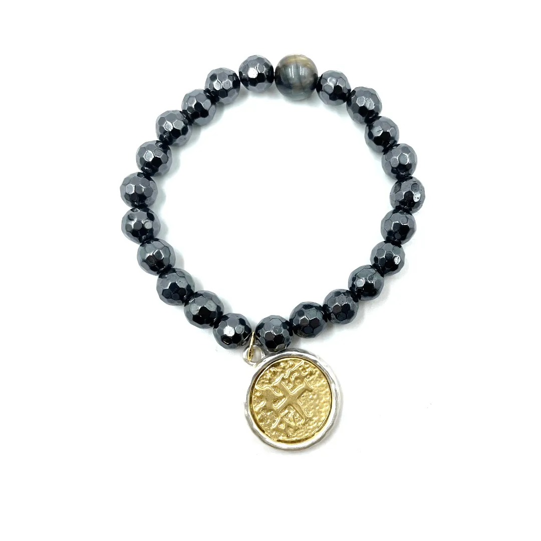 Hematite   Coin Bracelet