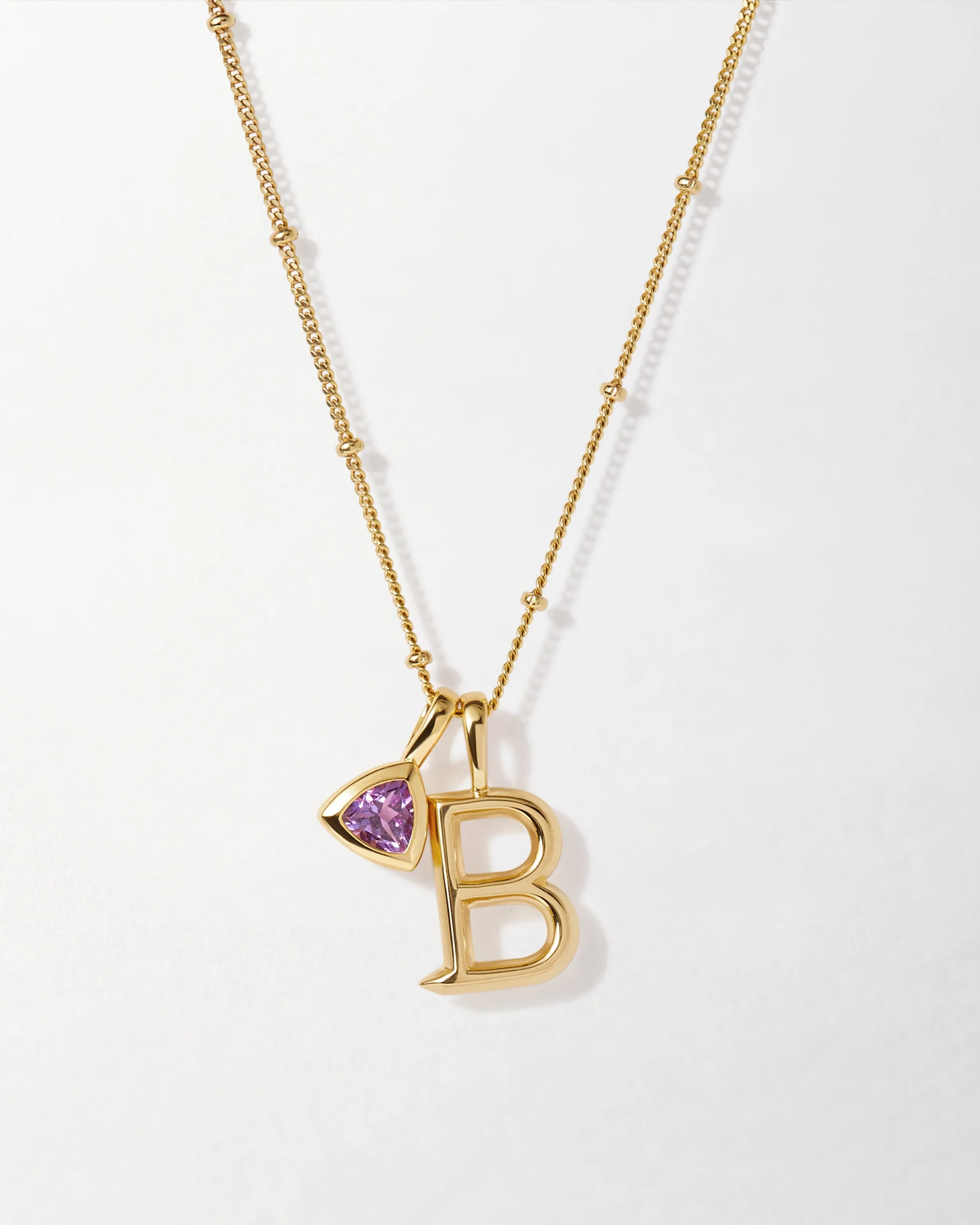 Initial & Birthstone Necklace - Gold