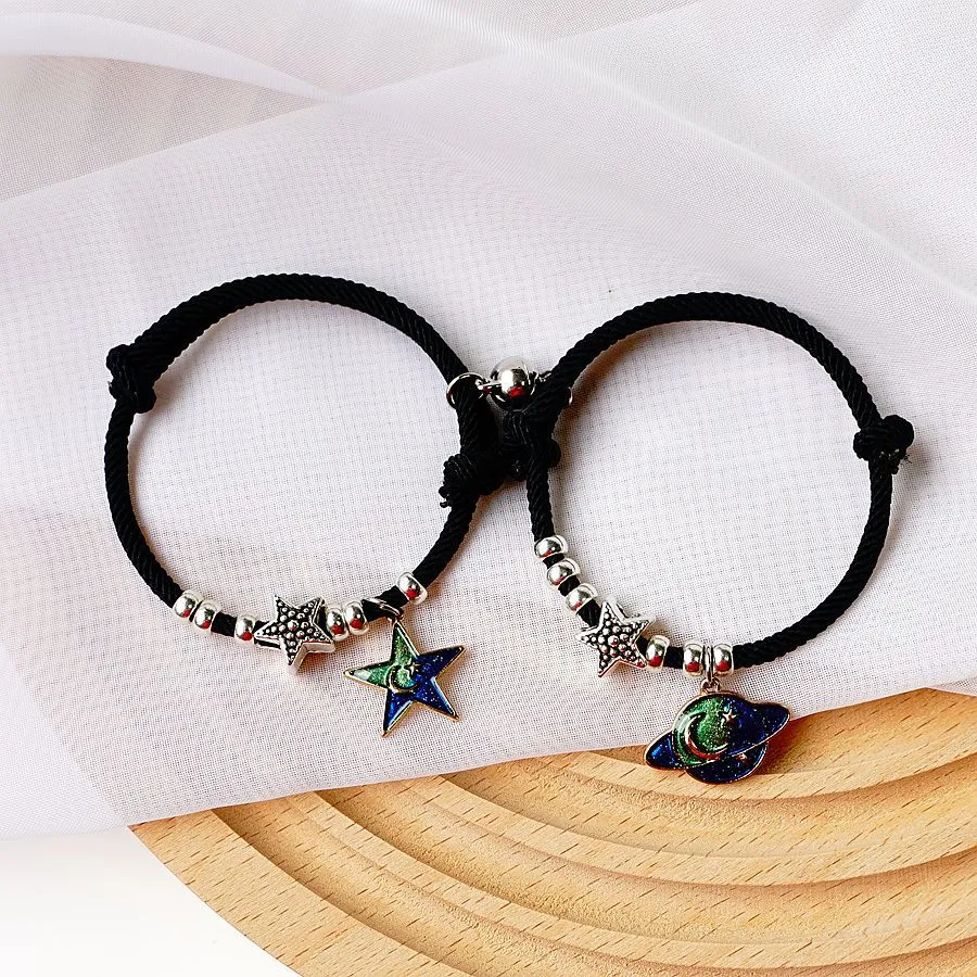 Japan And South Korea Fashion Match Temperament Blue Planet Couple Bracelet Female