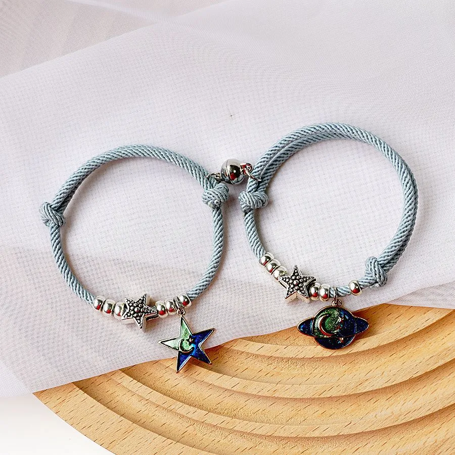 Japan And South Korea Fashion Match Temperament Blue Planet Couple Bracelet Female