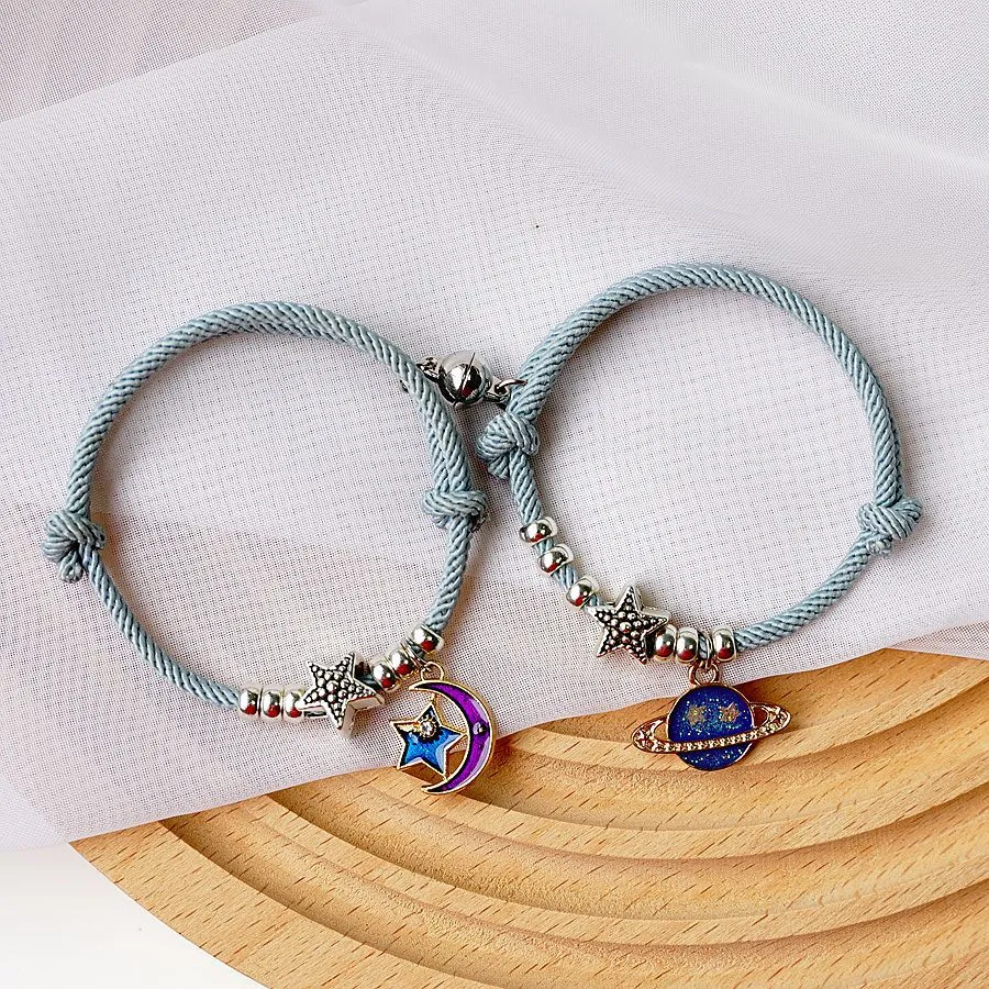 Japan And South Korea Fashion Match Temperament Blue Planet Couple Bracelet Female