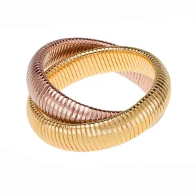 Large Double Cobra Bracelet in Gold and Rose Gold