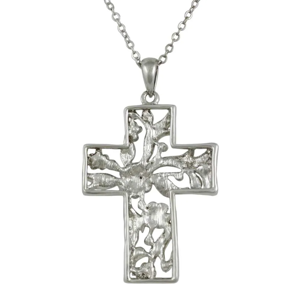 Large Floral Pastel Cross Pendant with Chain - PT520