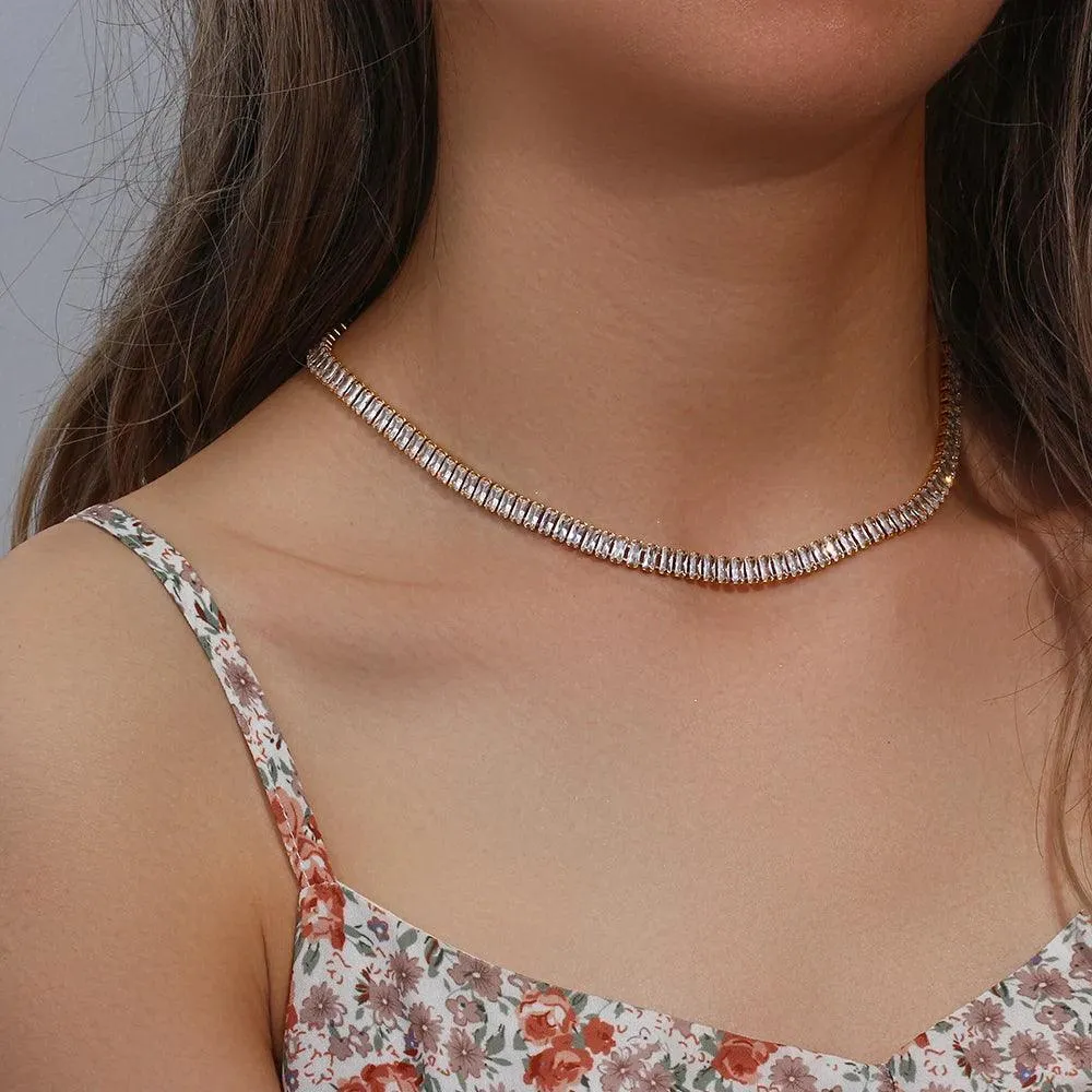 Luxury Square Tennis Chain Choker Necklace