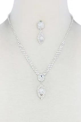 Marquise Shape Crystal Rhinestone Necklace And Bracelet Set