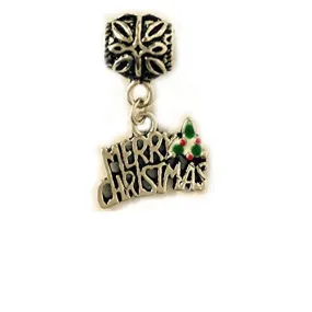 Merry Christmas Charm Bead Compatible with European Snake Chain Bracelet