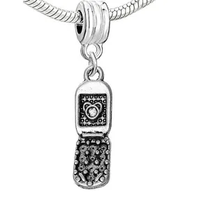 Mobile Cell Phone Charm Dangle European Bead Compatible for Most European Snake Chain Bracelet