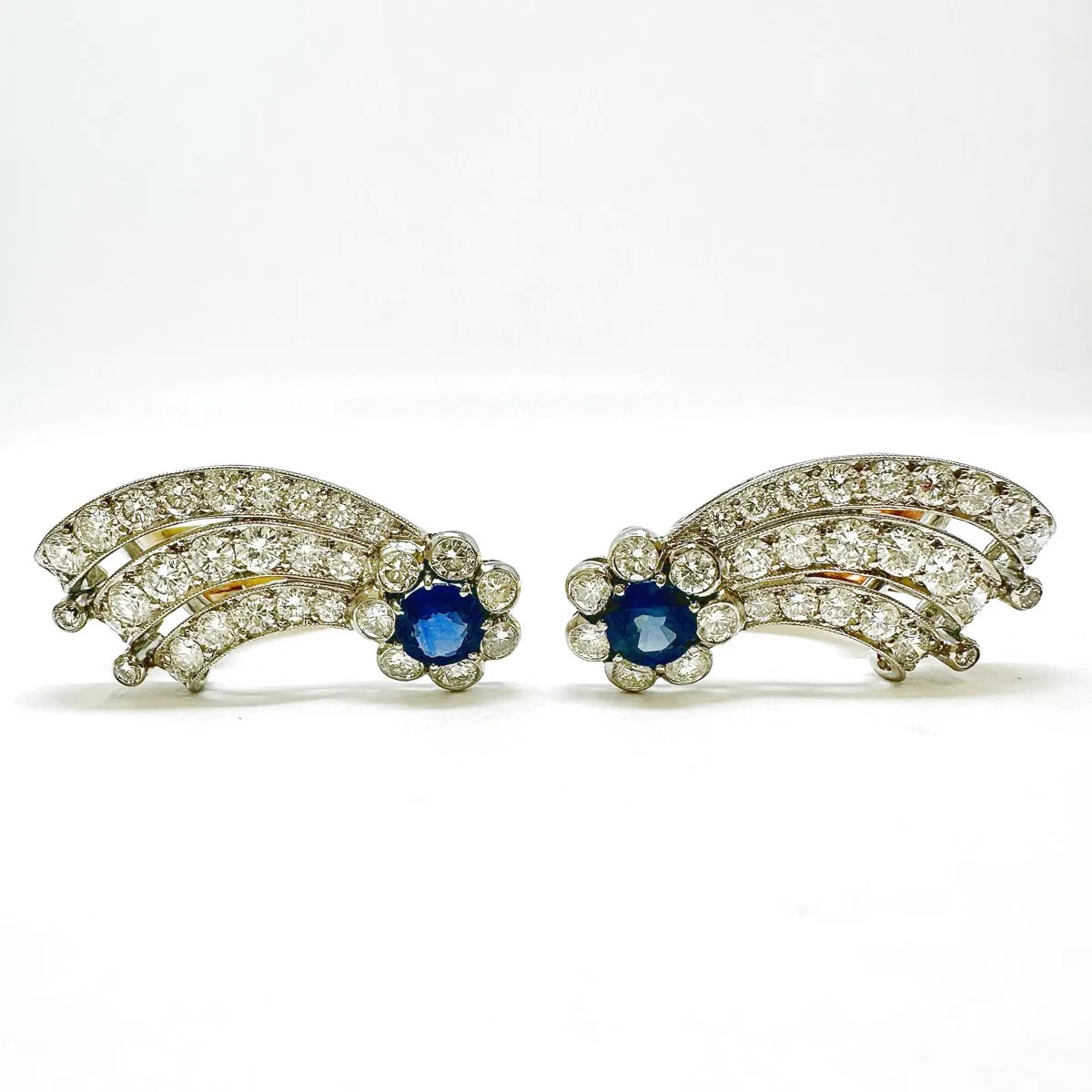 Morelle Davison Platinum and 18K White Gold Sapphire and Diamond Earrings