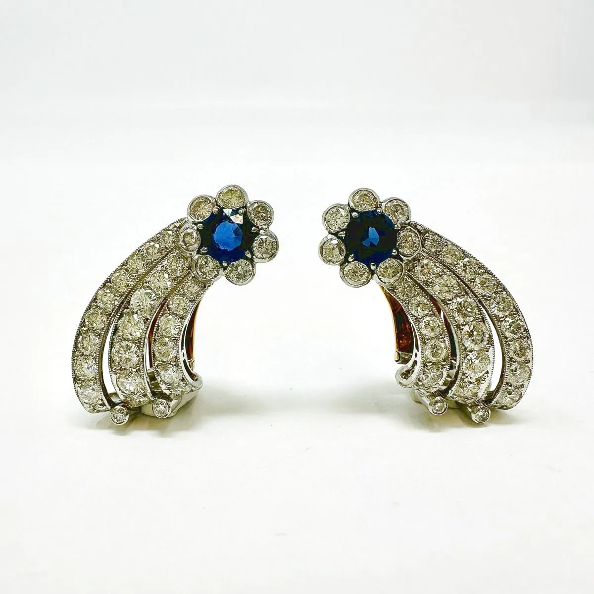 Morelle Davison Platinum and 18K White Gold Sapphire and Diamond Earrings