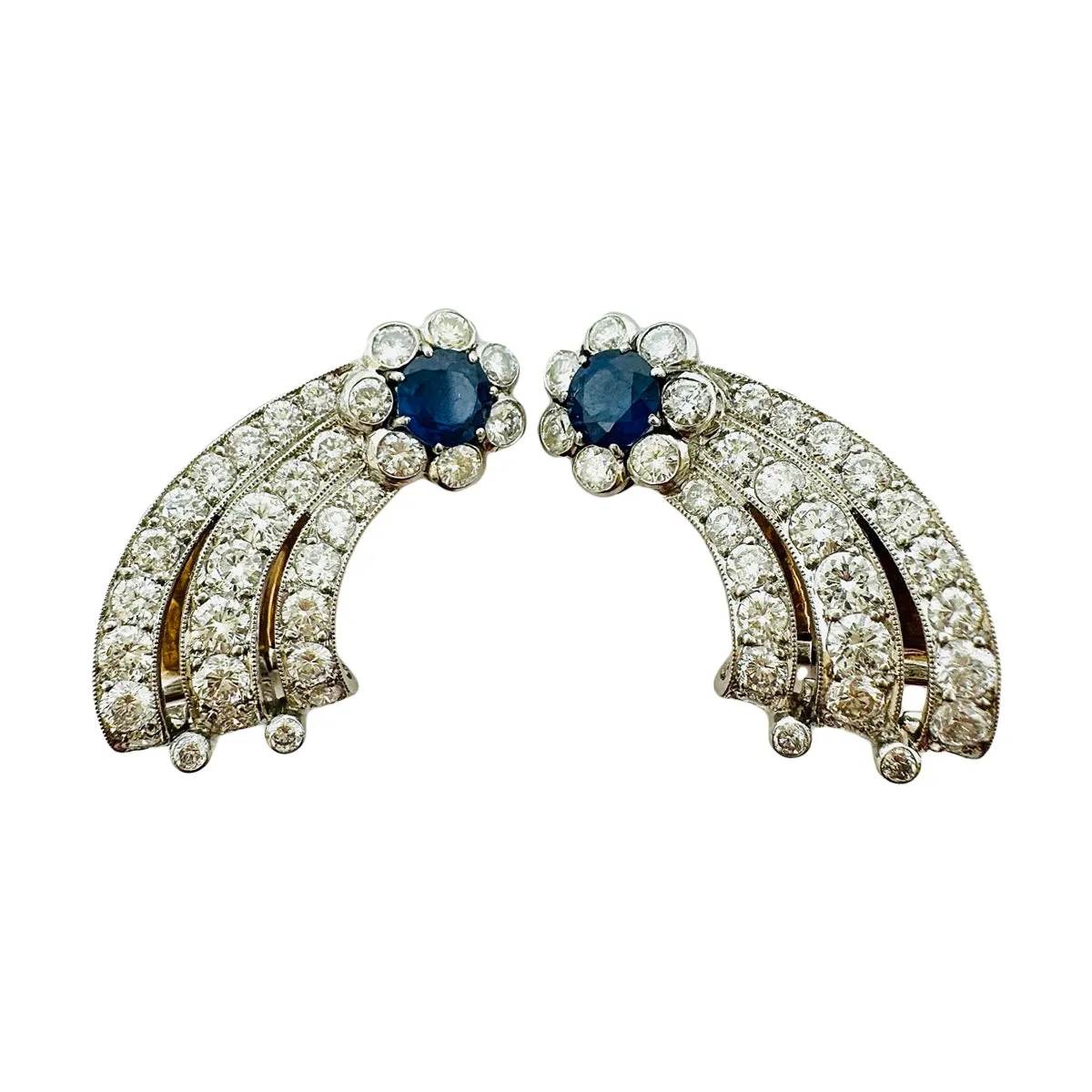 Morelle Davison Platinum and 18K White Gold Sapphire and Diamond Earrings