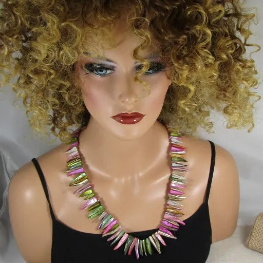 Multi-colored Sea Shell Big Bold  Necklace