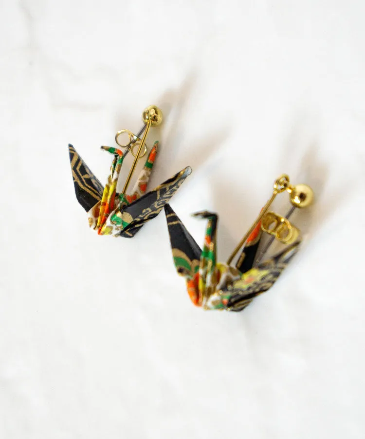 Origami Crane Earrings – Japanese Washi Paper & Surgical Steel | Handmade in Japan