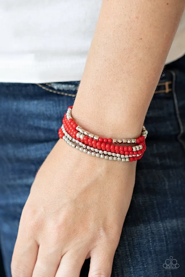 Paparazzi Bracelet ~ Stacked Showcase - Red