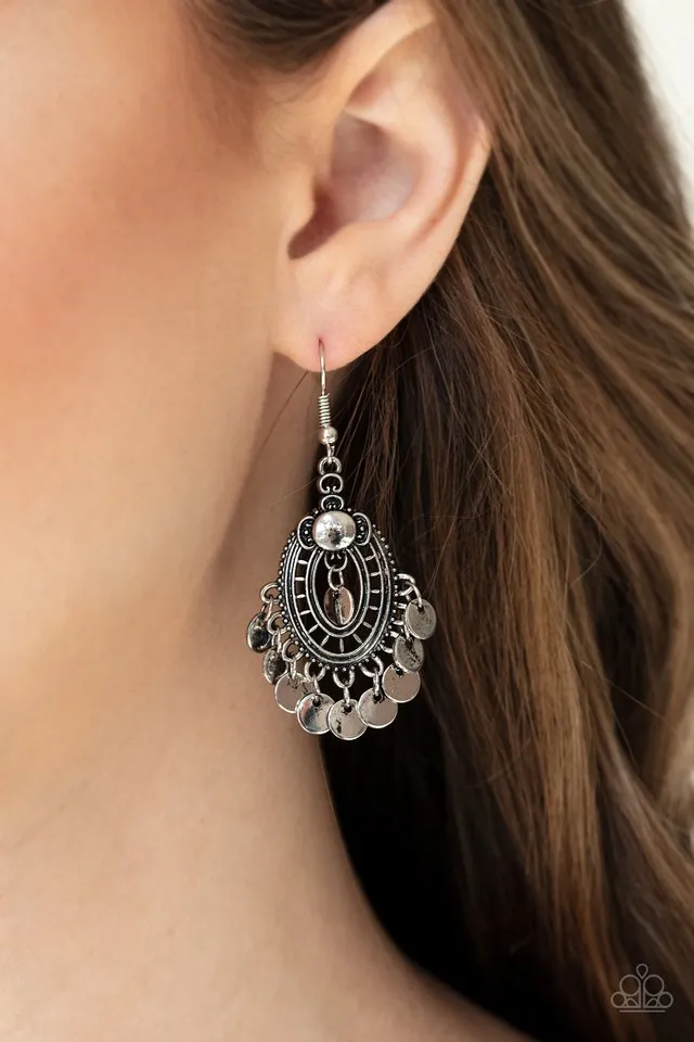 Paparazzi Earring ~ Chime Chic - Silver