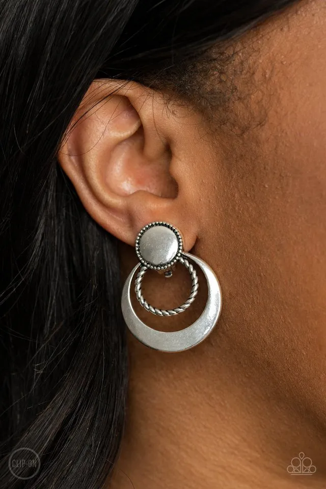 Paparazzi Earring ~ Refined Ruffles - Silver