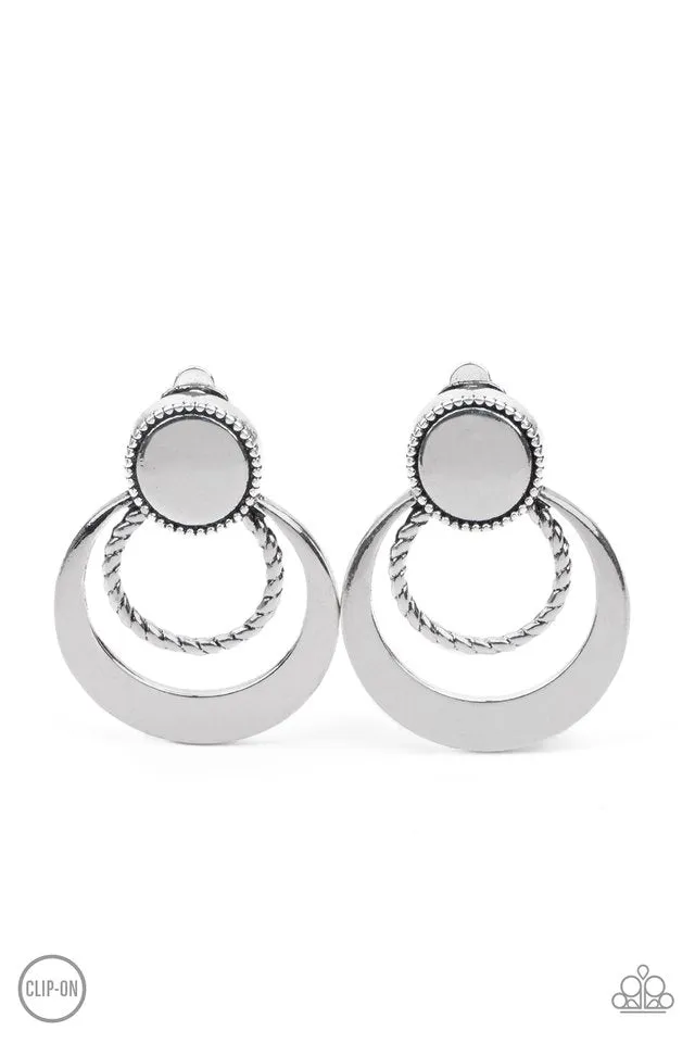 Paparazzi Earring ~ Refined Ruffles - Silver