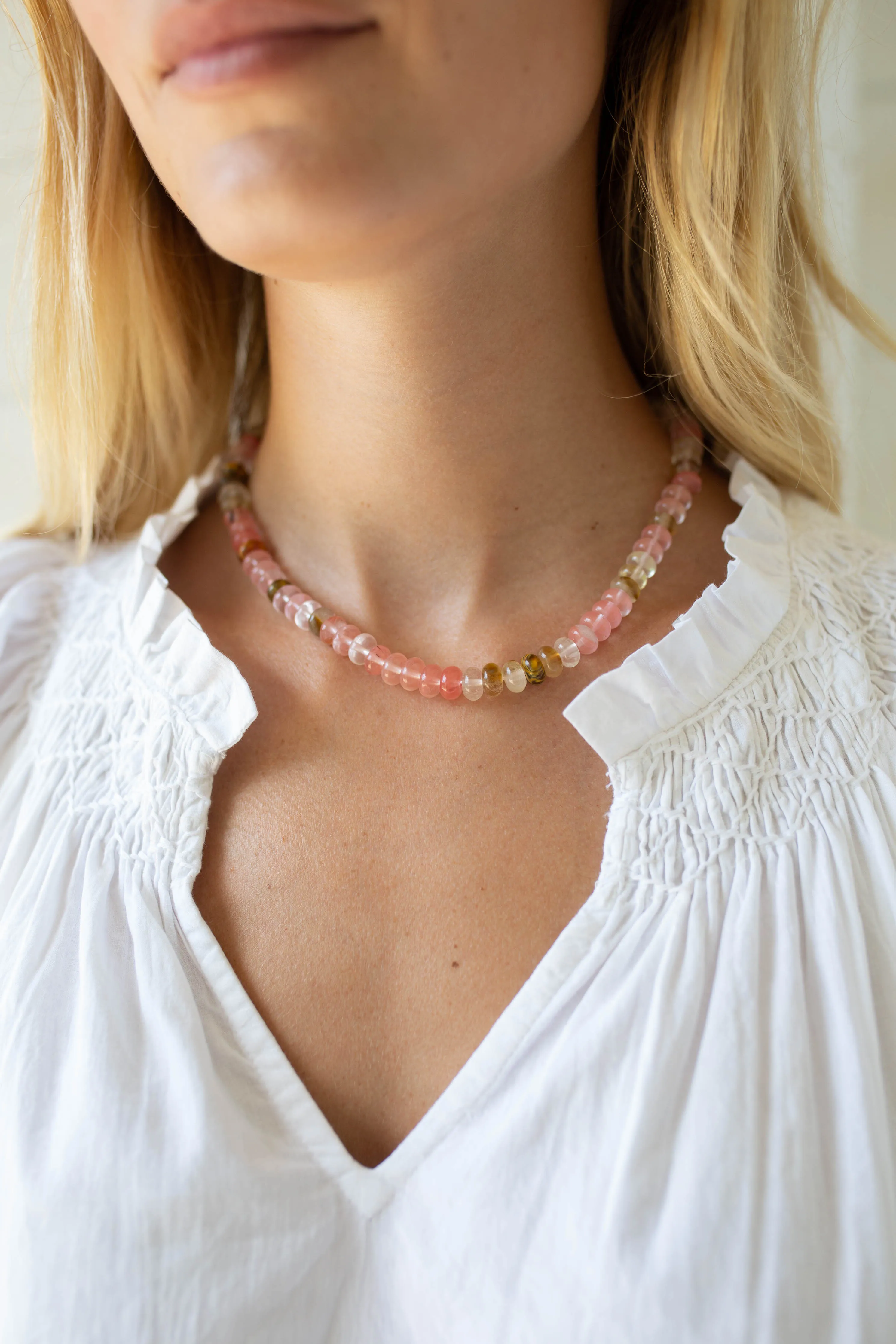 Pink Sands Beaded Gemstone Necklace