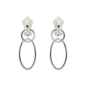 Platinum Double Hoop Clip Earrings