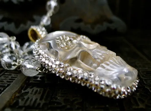 Roni Blanshay Crystal Encrusted Crystal Skull Necklace