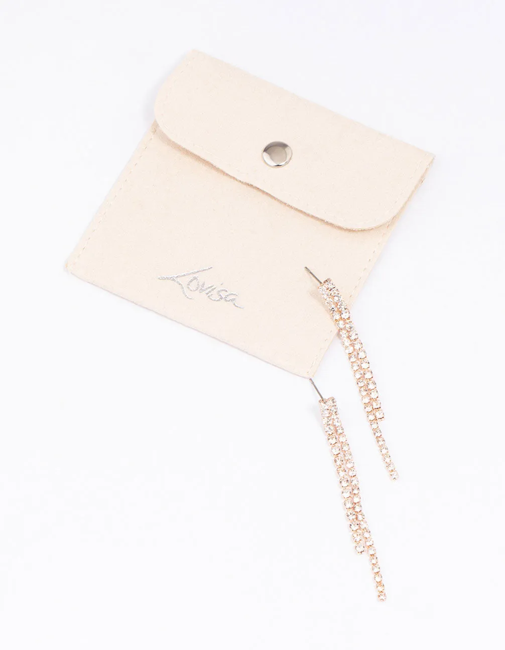 Rose Gold Double Row Cupchain Drop Earrings