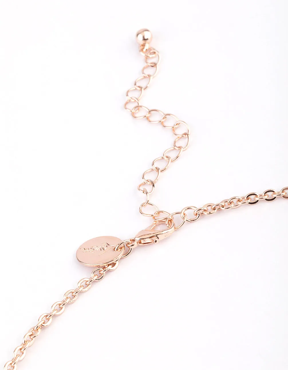 Rose Gold Long Chain Filigree Diamante Necklace