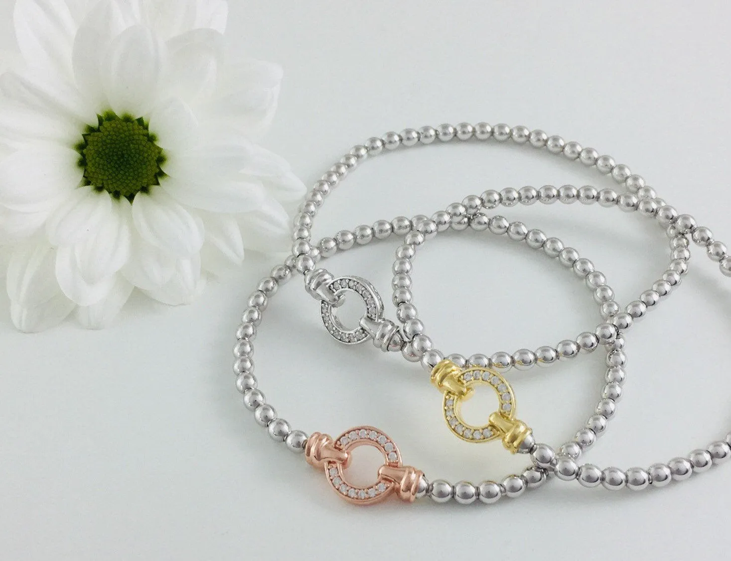 Set of 3, Designer Pave Set Circle Bracelet. Part of the Exquisite collection.