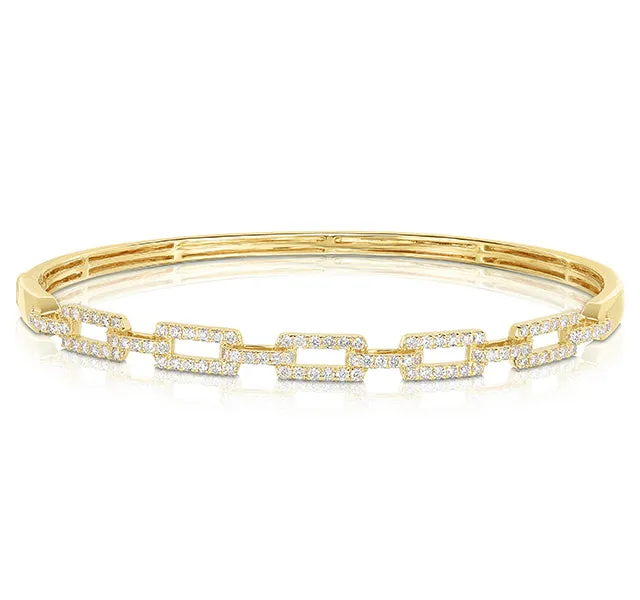 Stacking Bangle with Pave Diamond Rigid Chain Links