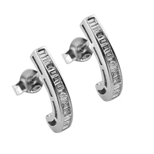 Steffans Baguette Cut Diamond Channel Set Platinum Half Hoop Earrings (0.70ct)