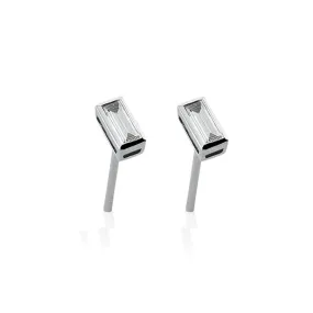 Steffans Baguette Cut Diamond Rub-Over Platinum Stud Earrings (0.18ct)