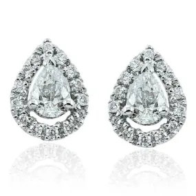 Steffans Pear Shaped Diamond Micro Set Frame Platinum Cluster Stud Earrings (0.40ct)