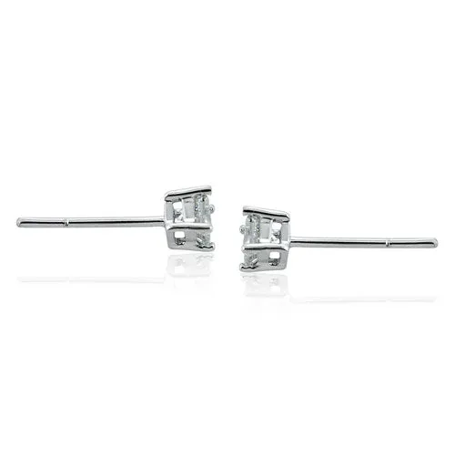 Steffans Princess Cut Diamond Claw Set Platinum Stud Earrings (0.35ct)