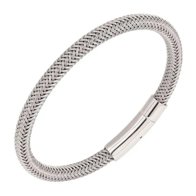 Stylish Black and White Titanium Steel Rope Bracelet for Couples - Wholesale Lovers' Gift with Free Shipping