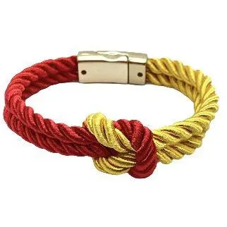 The Original Love Knot Satin Rope Bracelet- Red and Gold