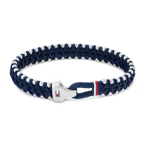 Tommy Hilfiger Jewellery Stainless Steel & Navy Cord Men's Rope Bracelet - 2790265S