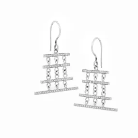 Treasure Lines Earrings - Platinum and Diamond Earrings