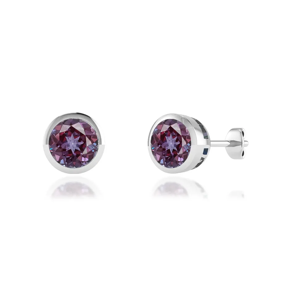 TYME - Bezel Edge Alexandrite Earrings Platinum