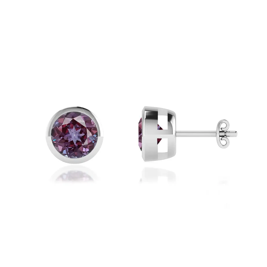 TYME - Bezel Edge Alexandrite Earrings Platinum