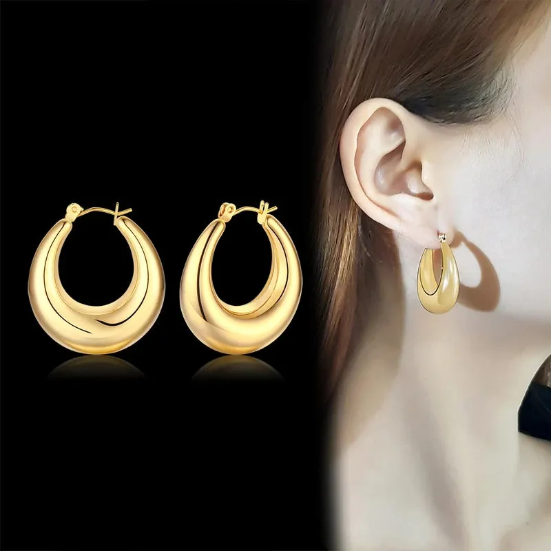 Vnox Chic Geometric Shape Big Hoop Earrings