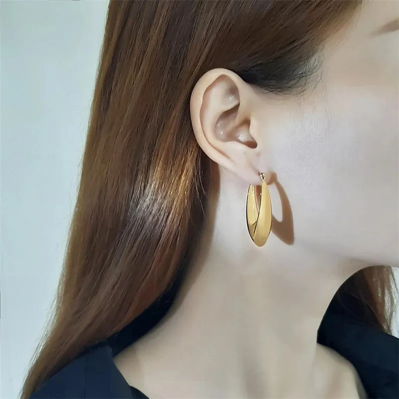 Vnox Chic Geometric Shape Big Hoop Earrings