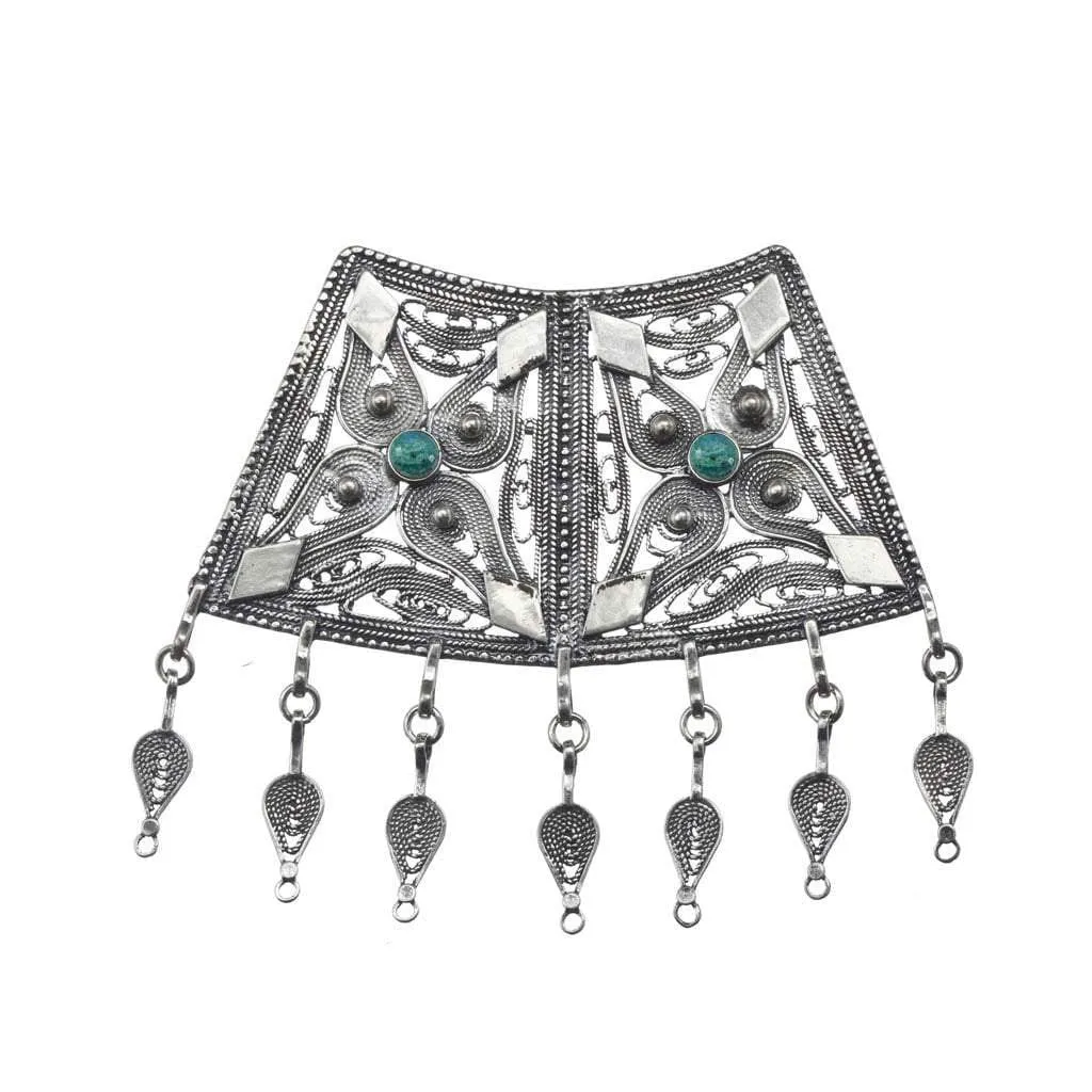 Yemenite jewelry silver chain and pendant filigree ethnic necklace for woman