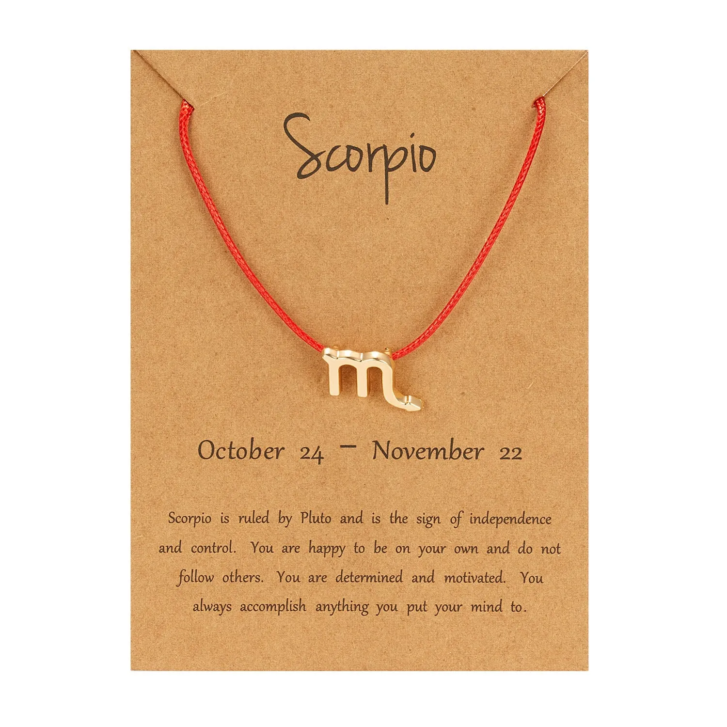 Zodiac Sign Red And Black Rope Symbol Edition Paper Card Bracelet